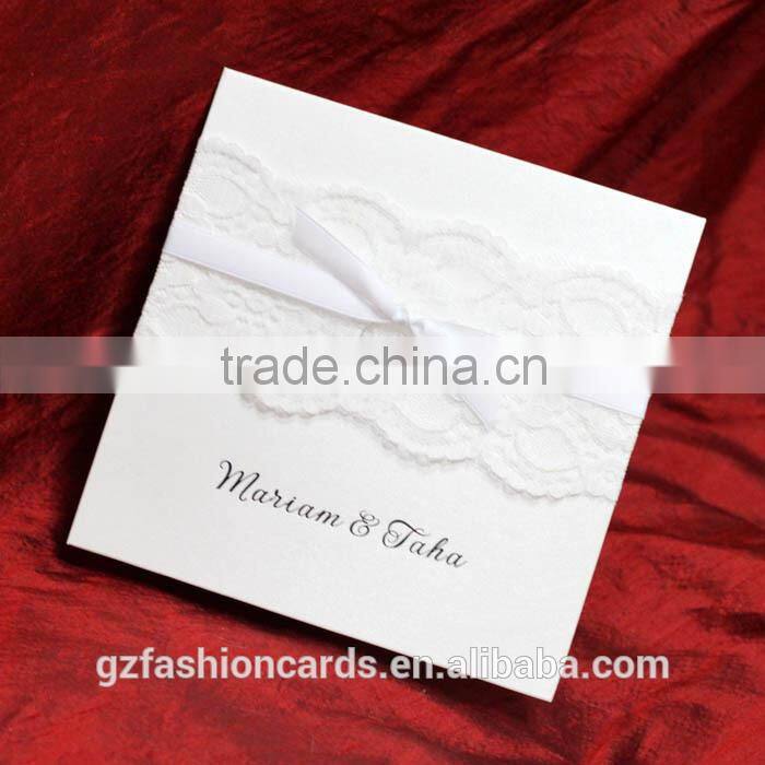 2014 Royal Unique Wedding Invitation Cards with Lace and Buckle