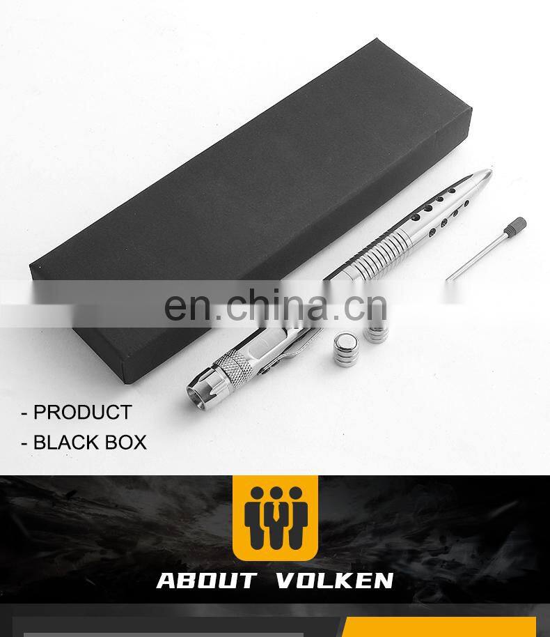 High Quality Stainless Steel with LED Lamp Outdoor Multifunctional Tactical Pen Outdoor self-defense Tool
