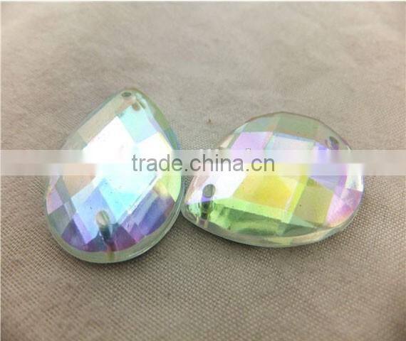 Drop Shape Ab Crystal Plastic Stone