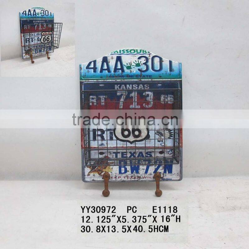 vintage magazine metal wall shelf, three tiers metal shelf