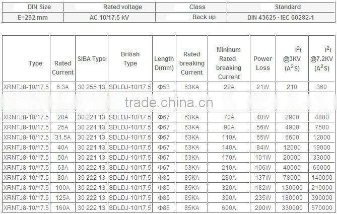 High Voltage Fuses XRNCBM-15.5KV for Capacitor Protection