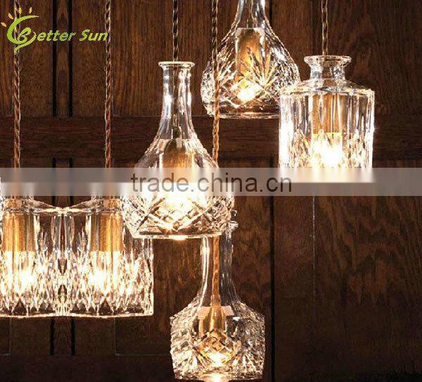 Retro Decanter Wine Perfume Bottle Pendant Lamp with Fabric Braided Cord