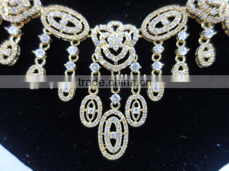 Gold necklace Diamond stones necklace crystal jewelry