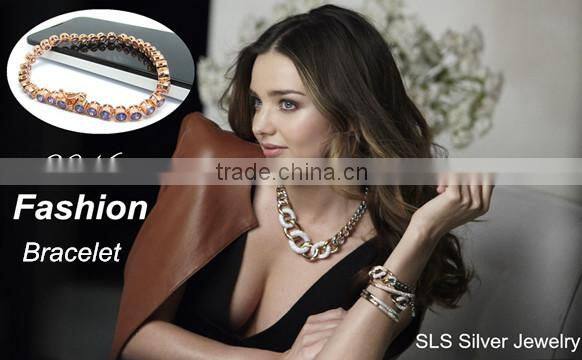 2015 Latest design 925 stering silver rhodium plated beautiful ruby stone bracelet for gilrs