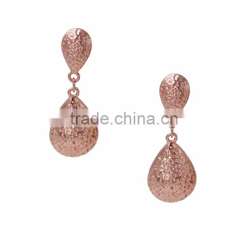 Beauty Rose Gold Ear Tops Designs Jewellery Double Ball Drop Earrings