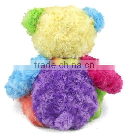 2016 NEW DESIN PLUSH RAINBOW TEDDY BEAR, RAINBOW COLOR PLUSH BEAR TOY FOR HOT SALE