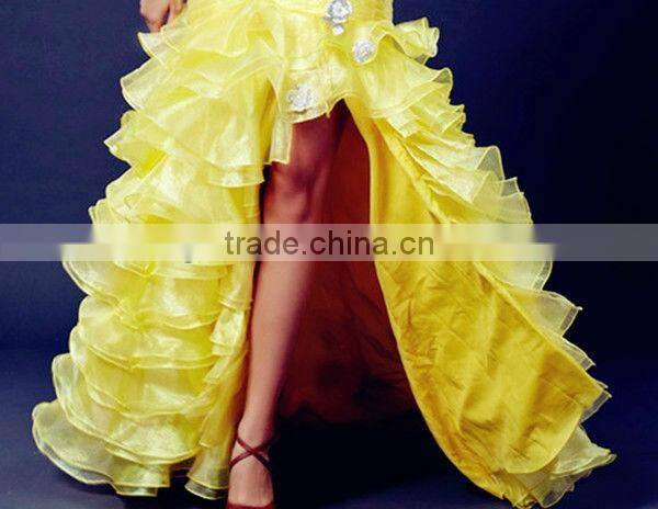 2013 Nes Style One Shoulder Top Layered Mermaid Gold Evening Dress