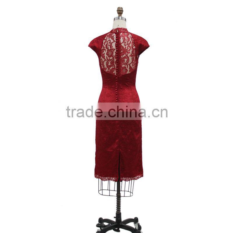 Hollow Out Bust Elegant Modest Style Short Red Dress/ Evening Dresses
