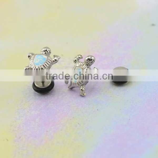 2016 new wholesale fashion surgical steel stud earrings with casting tortoise