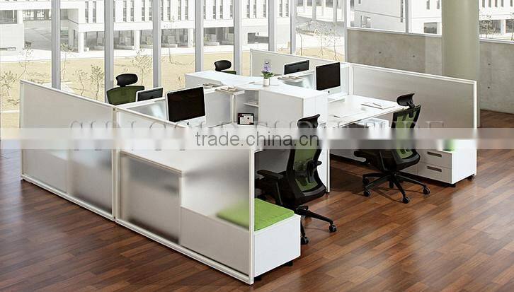 Wood curved office partition for 2 person with drawer (SZ-WST695)
