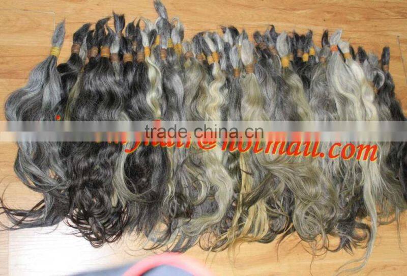 unprocessed grey human hair extensions gray human hair