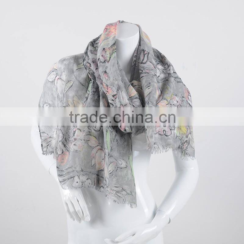 Elephant printing plain jersey cotton muslim long scarf hijab scarf