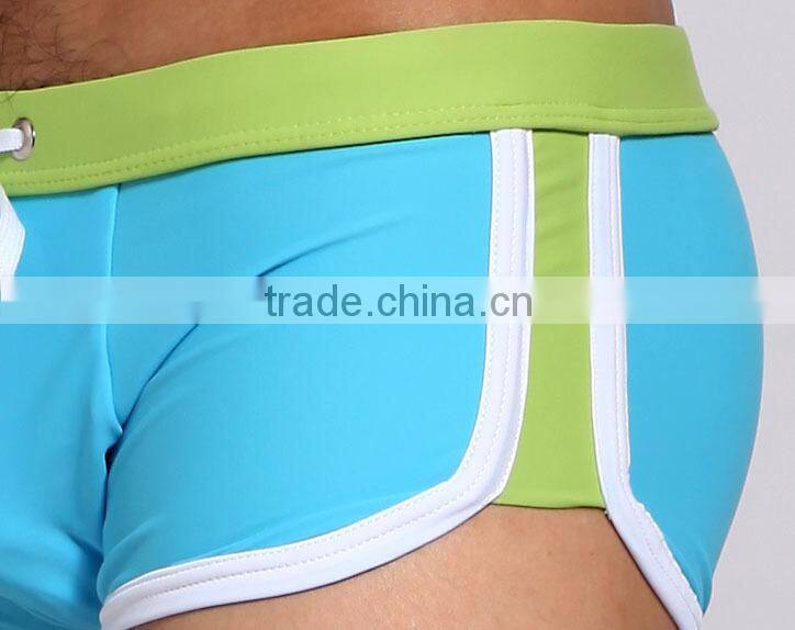 2015 Solid Men Knot Swimwear Plus size Swimwear Sexy Boxer Men Swimwear Short