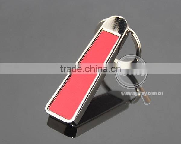 Promotional Trapezoid Stainless Steel Keyring Zinc Alloy Silver Plated Highly Polished Metal Blank Key Ring