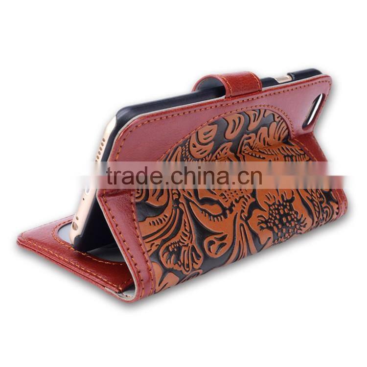 China Classical Landscape Series Wallet Leather Phone Case for iPhone 6 with Card Holder