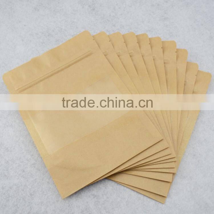 food grade stand up zipper kraft paper bag with clear window accept custom printing