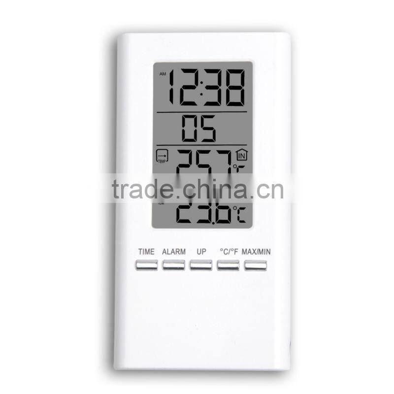 Digital Indoor Outdoor Temperature Thermometer Clock Alarm 1.4m Probe Weather Station