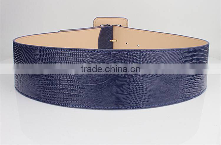 2016 fashion stylish wide size PU woman dress belt for woman with square a buckle