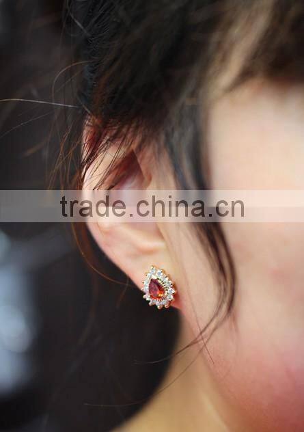 JINSE Red Stone Earrings