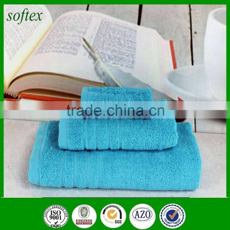 wholesale luxury 100% cotton blue 3pcs set gift packed towel for hotel