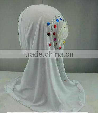 H177 small girl hijab with flower on back,new style scarf hijab