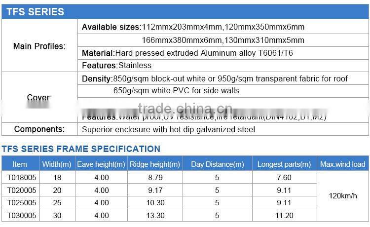 Shelter TFS aircraft hangar tents arch aluminum frame marquees for military