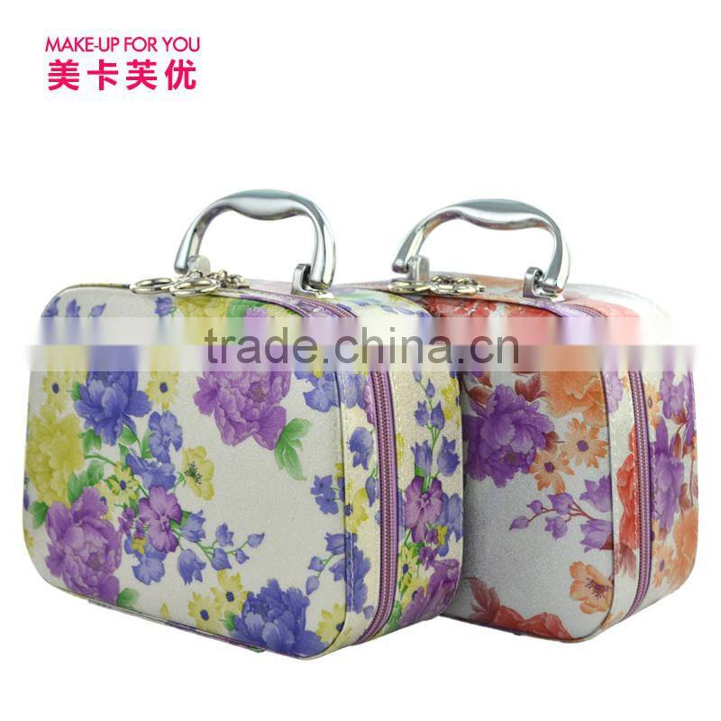 Womens Gilrs Waterproof Portable Coloful Makeup Box With Flowers