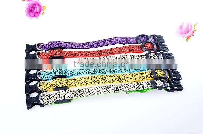 2016 A-bomb High quality leopard soft dog collar led pet dog collar
