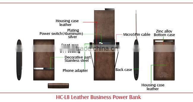 2016 outdoor leather power bank battery charger for mobile