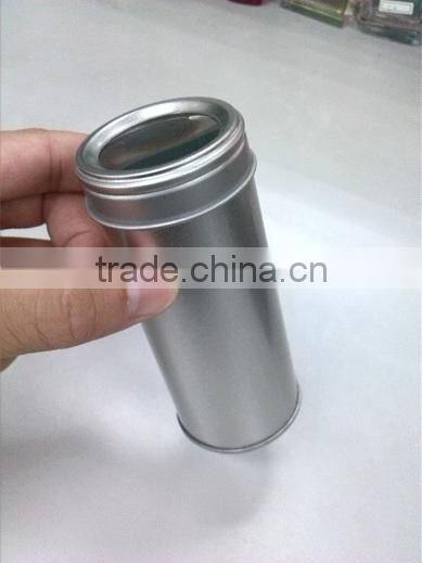 Clear Window cylinder small tin can for food and gift