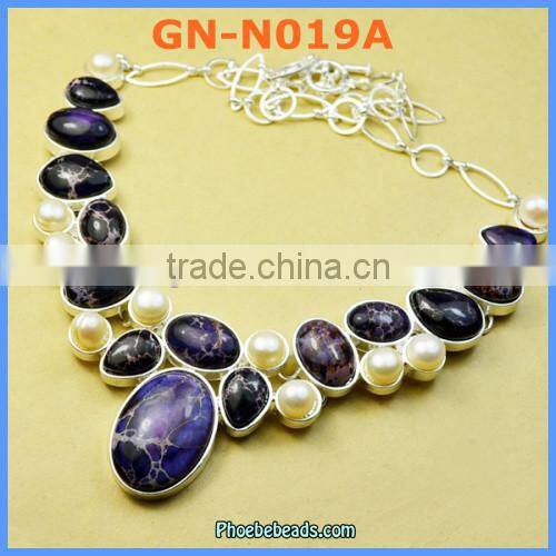 Wholesale Luxury Purple Regalite Handmade Gemstone Necklaces With Pearl GN-N019