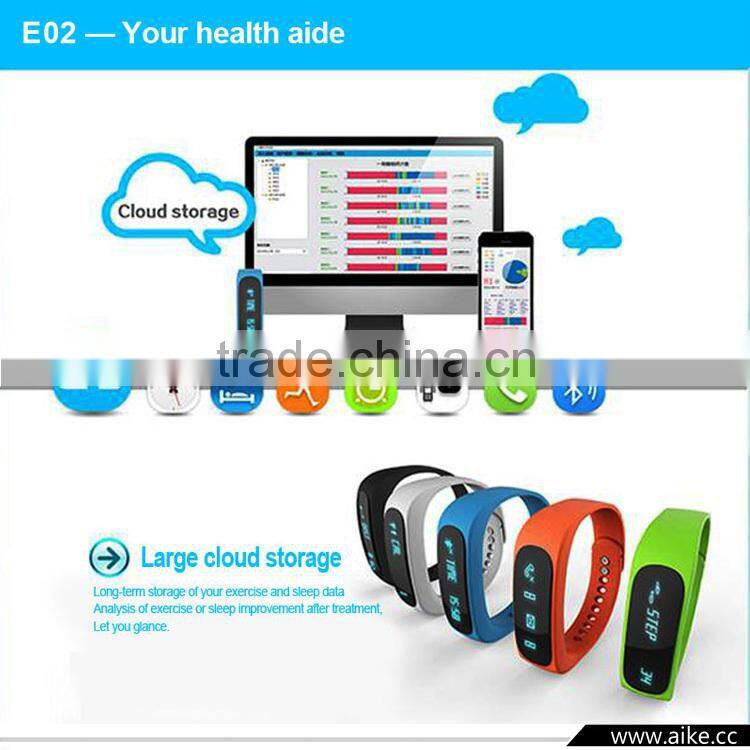 Smart Wrist Watch E02 Smartband Waterproof Bluetooth Fitness Tracker Health Bracelet Sports Wristband Gear Fit For Android IOS