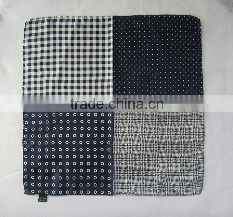 Customize silk scarf/handkerchief/pocket square with printing, hot-sale fashion suit handkerchief for business men