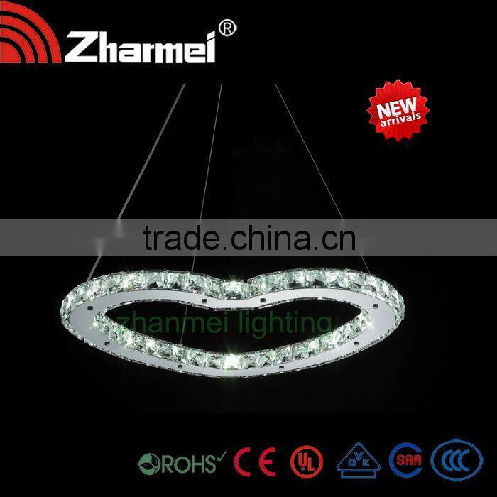 Modern Siver Sparking Crystal heart shaped Pendant Lamp