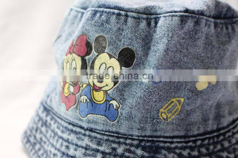 Comfortable funny jean embroidery kids bucket hats