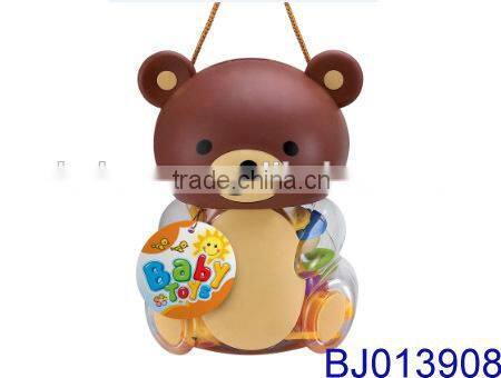 Funny gift for baby lovely bear bottle with infant rattles and teether
