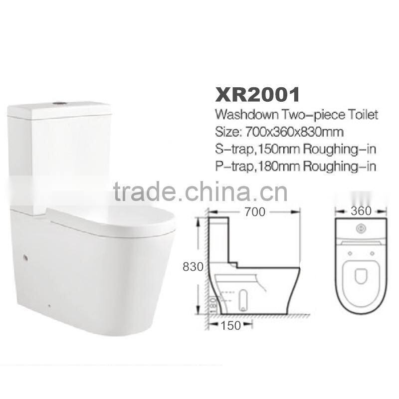 bathroom Hot sale sanitary ware siphonic two piece water toliet W.C XR2001