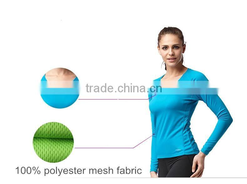 wholesale women function fabric long sleeve running shirts/quick dry running wear