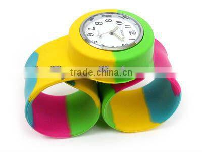 Fashion Rainbow Silicone Slap Sport Quartz Watch For gifts With Size Customized