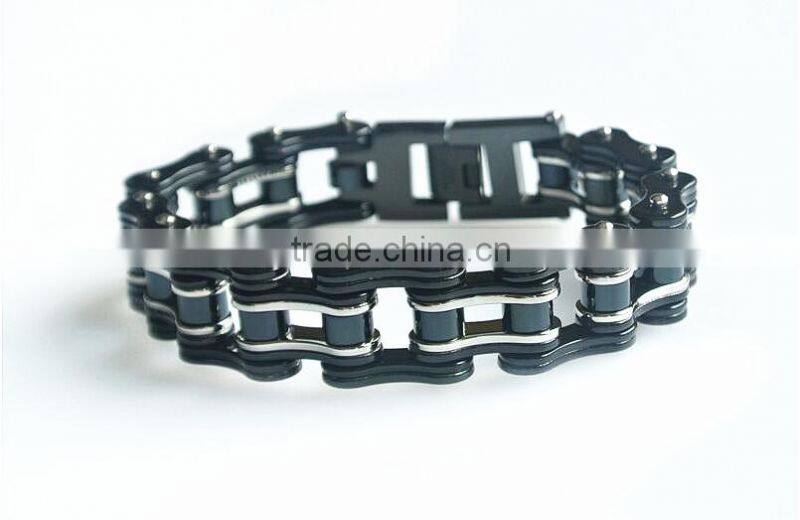Fashion bracelet stainless steel cool black color Bicycle biker motorcycle chain link bracelet for men