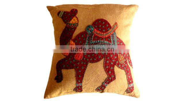 RTHCC-53 Traditional Royal Armed Camel Indian Patchwork Art Kantha Cotton cushion covers New Year Christmas Home Decor Gift