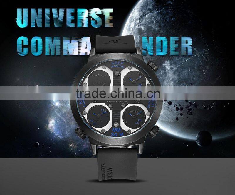 Weide mutiple time zones quartz watch, stainless steel quartz watches bezel japan 30m water resistant luxury watch for men