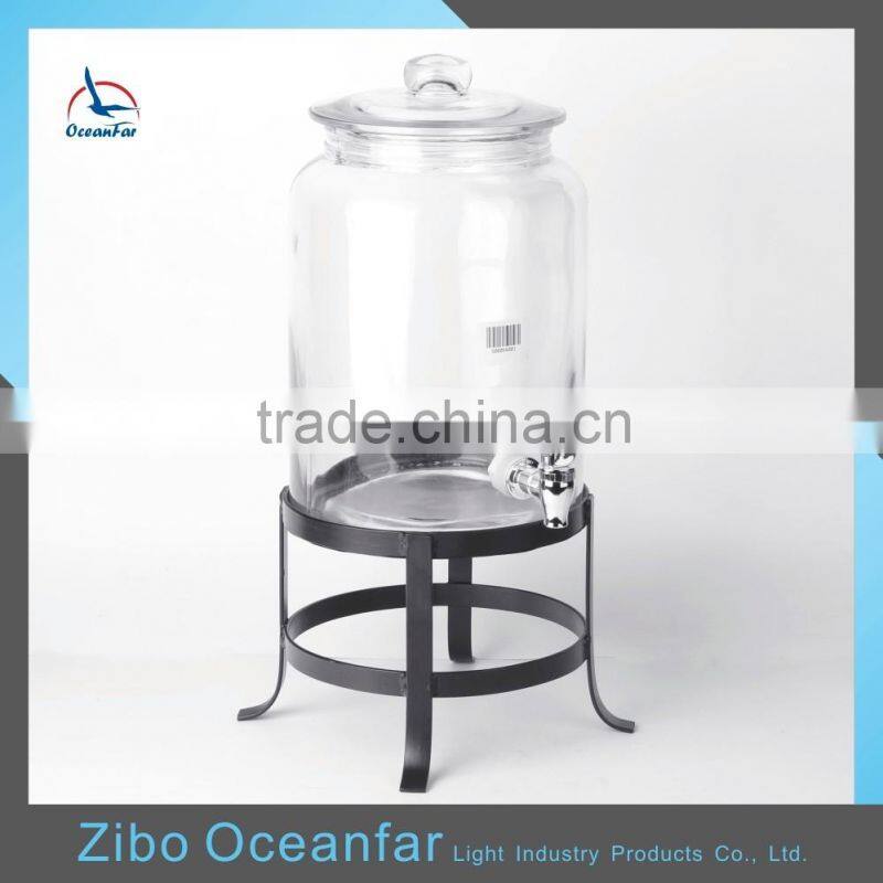 Hot Sale 8L Glass Storage Jar Clear Jug Cylinder Glass Jar Dispenser With Screw Tap