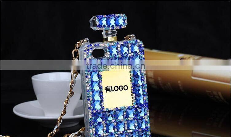 With PU chain Perfume Bottle Eiffel diamond case cover for iphone 5"