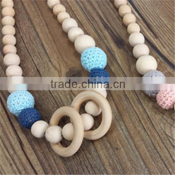 Crochet Necklace breastfeeding toy for baby Nursing Necklace Teething color wood bead Necklace