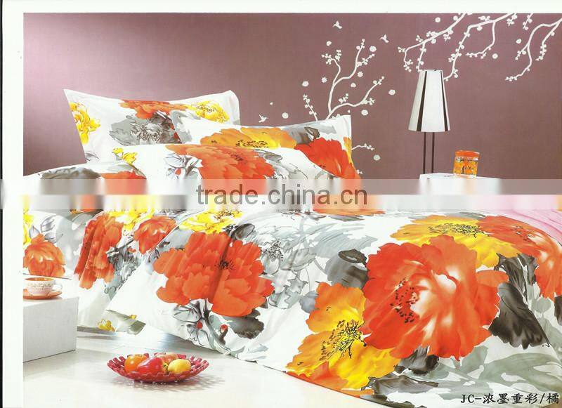 Beautiful floral design flower polytester bed cover set