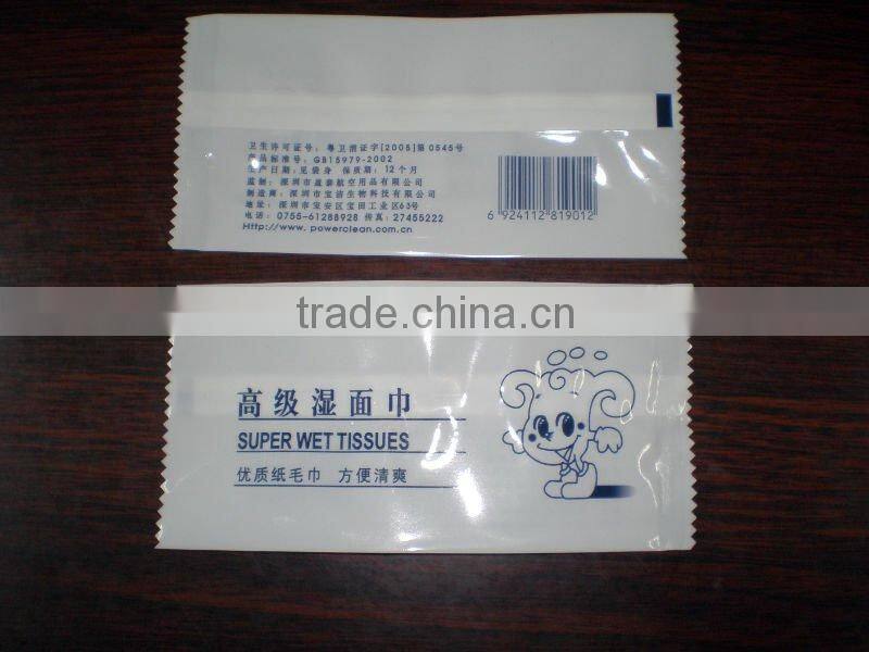 back seal wet tissue bag with window