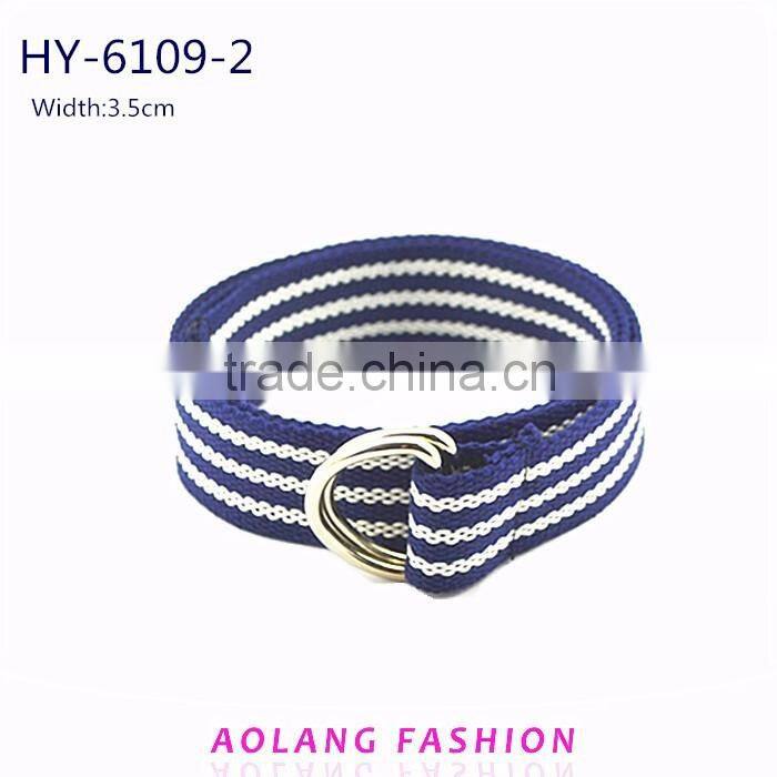 Custom fashion double d-ring belts fabric jeans belts for men canvas belts