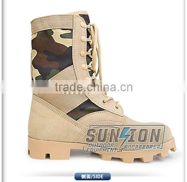 Military camouflage Tactical Boots with suede cowhide leather surface