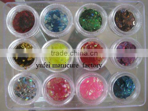 12 Color Acrylic UV Gel Nail Art Glitter Dust Walnut Shell Powder